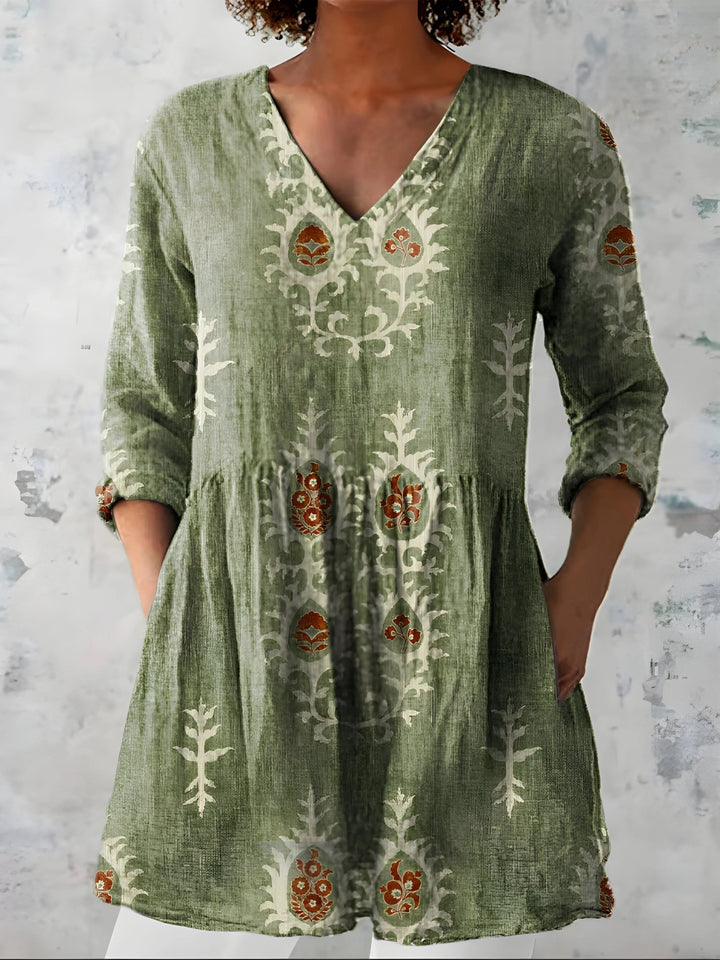 April | Long Blouse with V-Neck