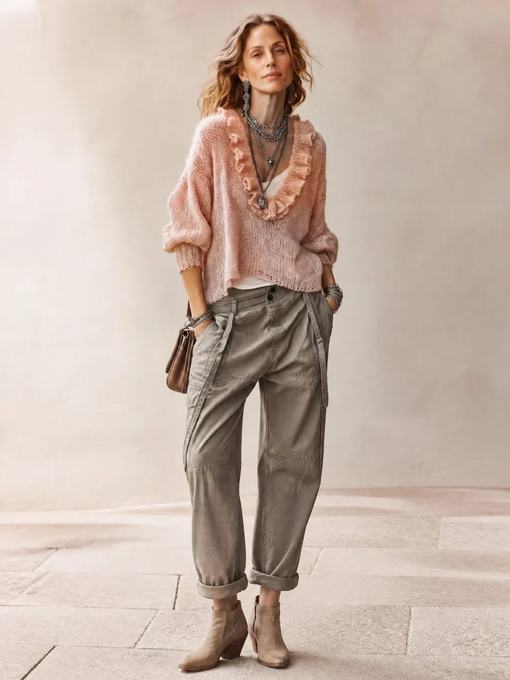 Pink Ruffle Sweater