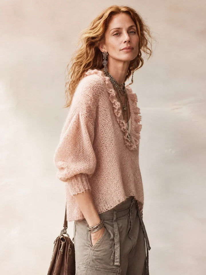 Pink Ruffle Sweater