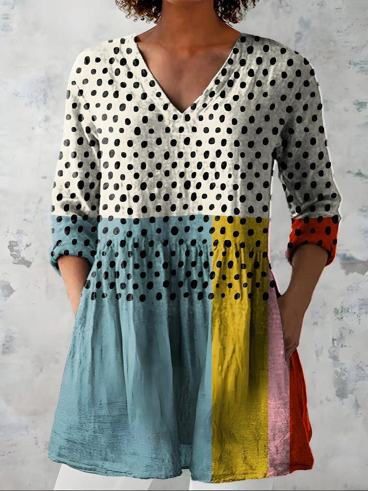 April | Long Blouse with V-Neck