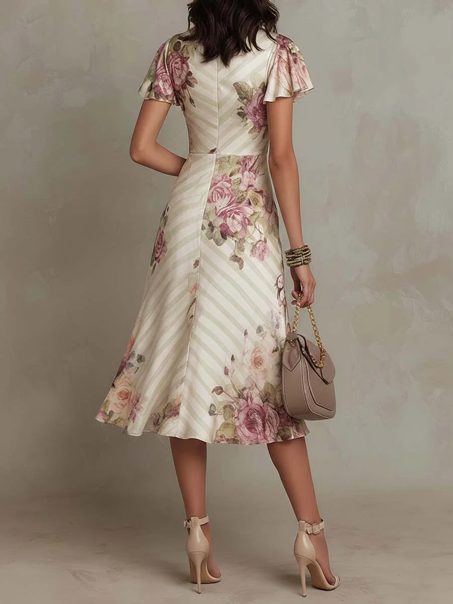 ANANDA| ELEGANT RETRO FLORAL MIDI DRESS