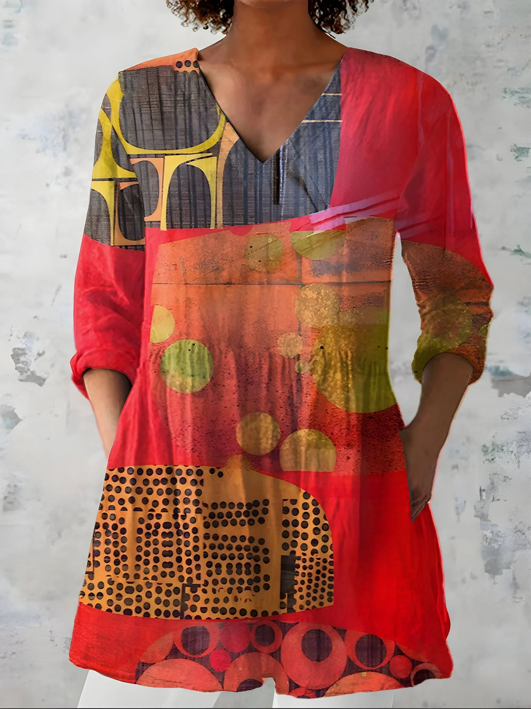 April | Long Blouse with V-Neck