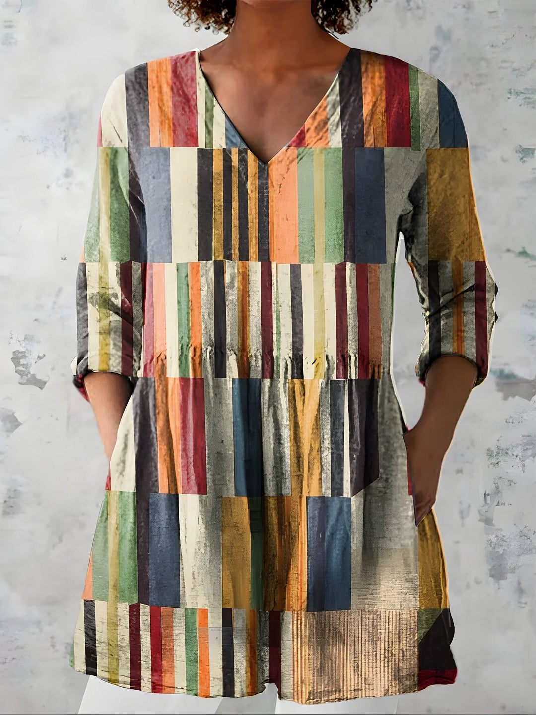 April | Long Blouse with V-Neck