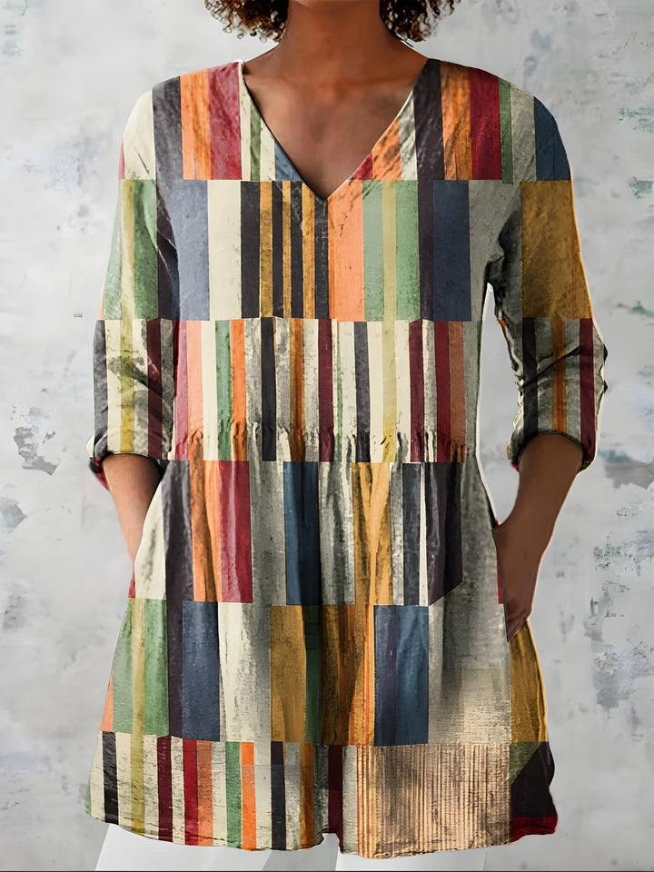 April | Long Blouse with V-Neck