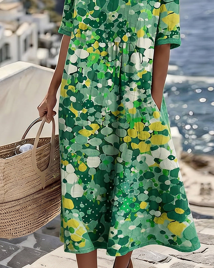 ELENA - ELEGANT FLORAL SUMMER MIDI DRESS